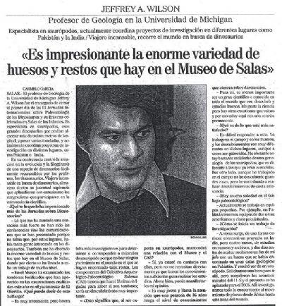 FOTOEntrevista a Jeffrey A. Wilson: Es impresionante la enorme variedad de huesos y restos que hay en el Museo de Salas.