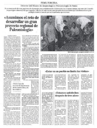 FOTO:Entrevista a Fidel Torcida: Asumimos el reto de desarrollar un gran proyecto regional de Paleontología. FOTOEntrevista a Fidel Torcida: Asumimos el reto de desarrollar un gran proyecto regional de Paleontología.