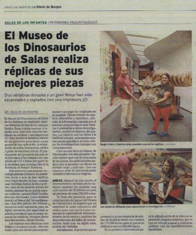 Noticias de la Fundación El Museo de Dinosaurios de Salas realiza réplicas de sus mejores piezas | dinosaurios,paleontologia,salas de los infantes, burgos, españa, museo | Fundación Dinosaurios Castilla y León Noticias de la Fundación El Museo de Dinosaurios de Salas realiza réplicas de sus mejores piezas | dinosaurios,paleontologia,salas de los infantes, burgos, españa, museo | Fundación Dinosaurios Castilla y León