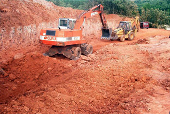 Excavators preparing the site