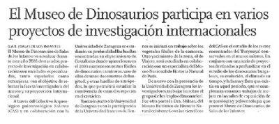 FOTOEl Museo de Dinosaurios participa en varios proyectos de investigación internacionales